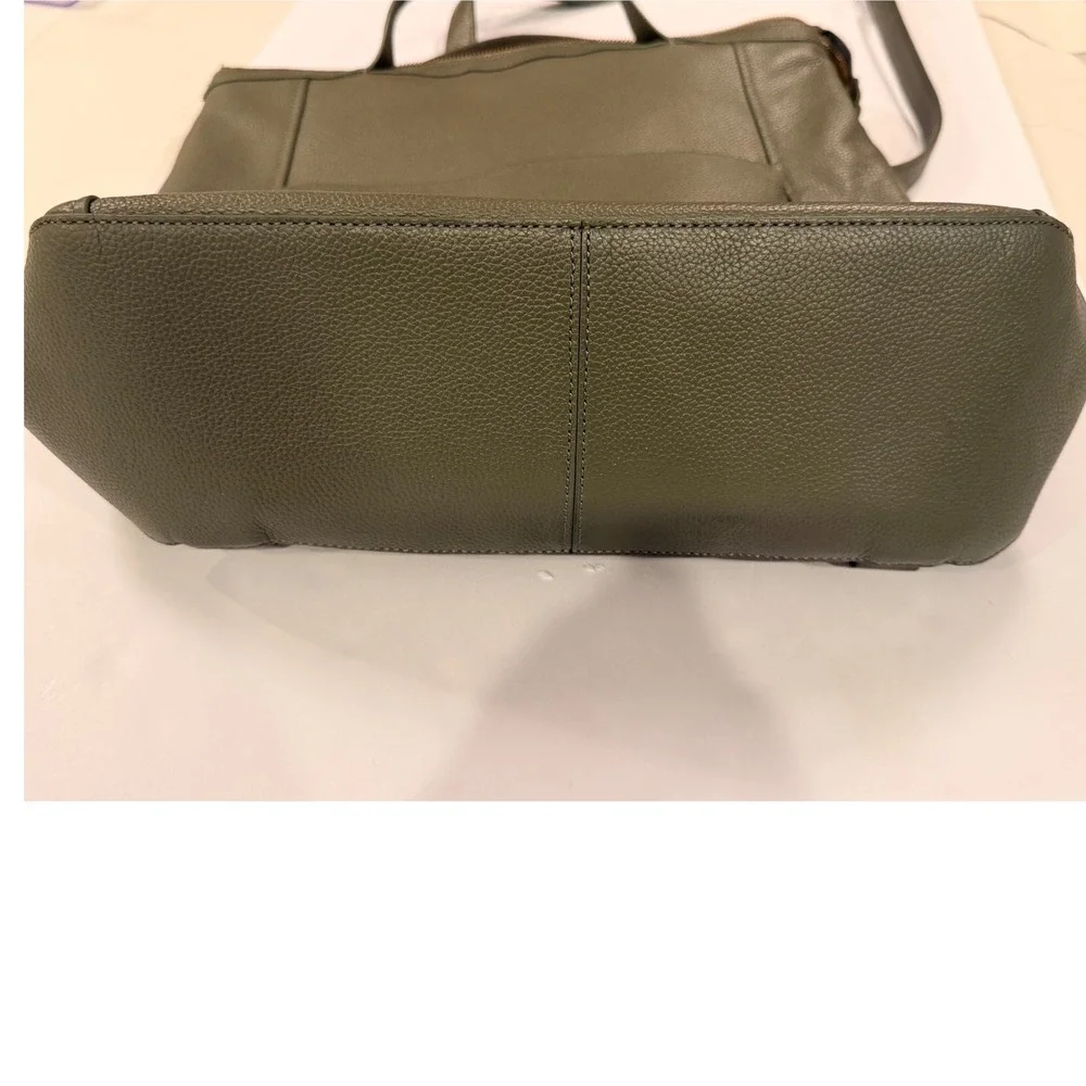 Cole Haan Grand Ambition Olive Green Pebbled Leather Backpack Bag Gold Hardware